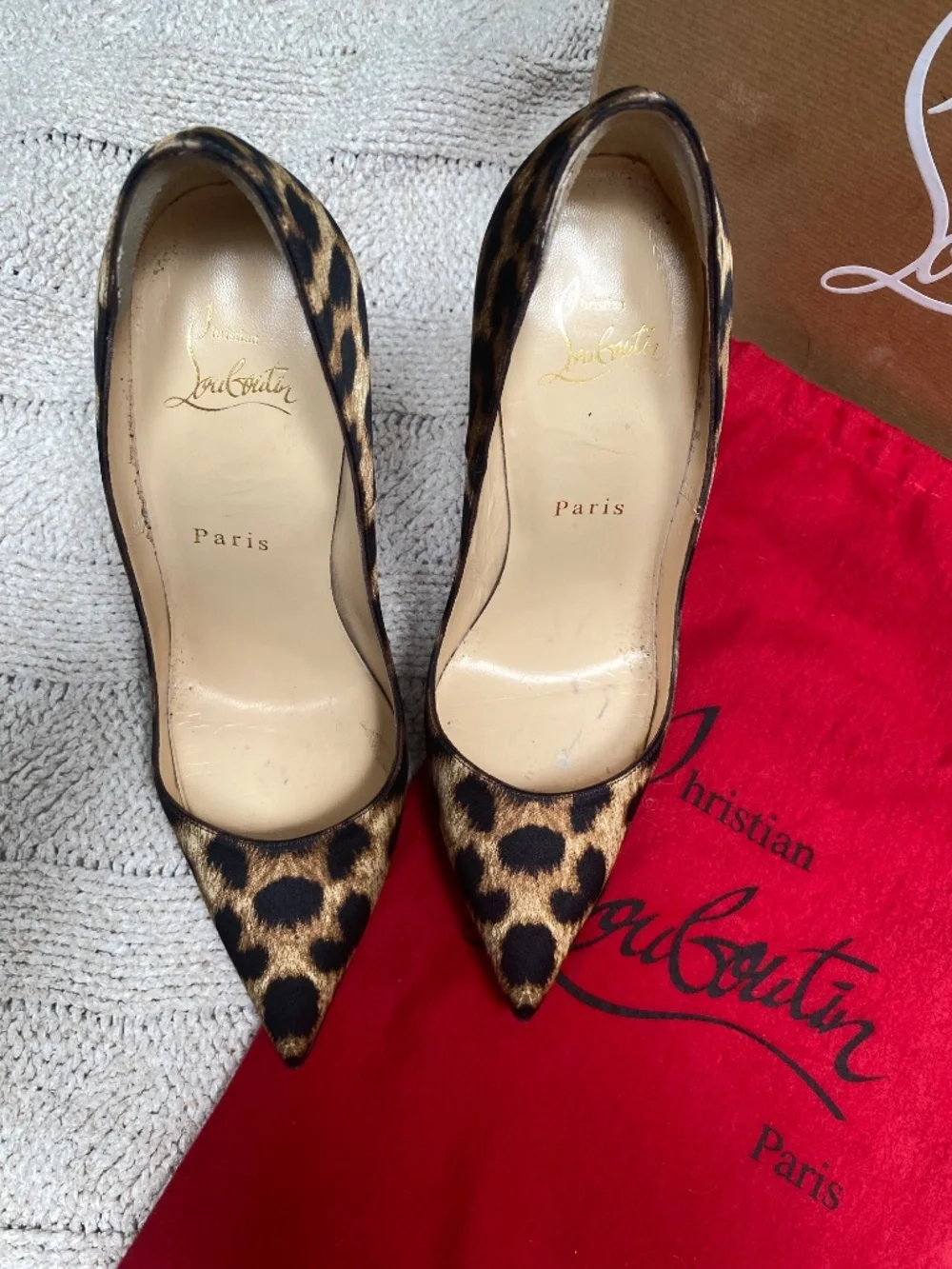 Christian Louboutin So Kate 120 Satin Leopard heels